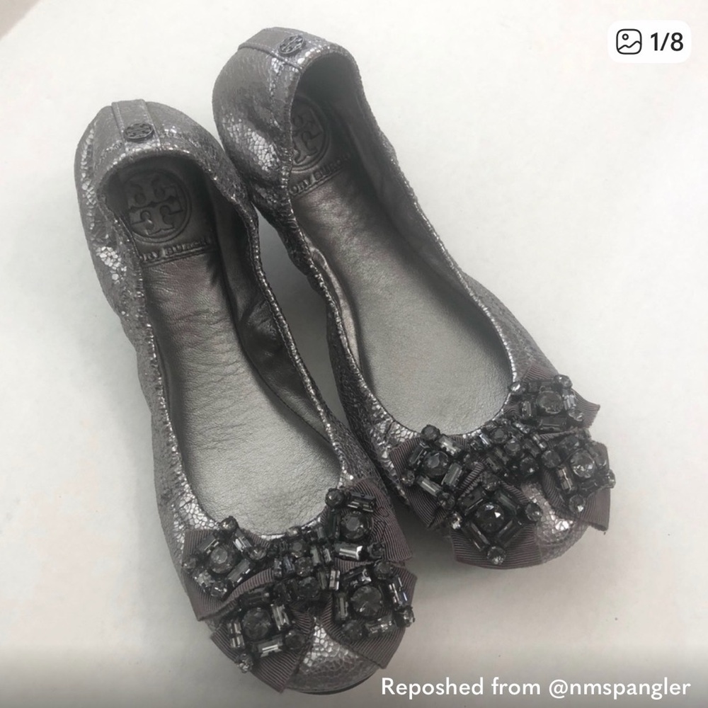 Tory Burch Metallic Flats with Embellishments